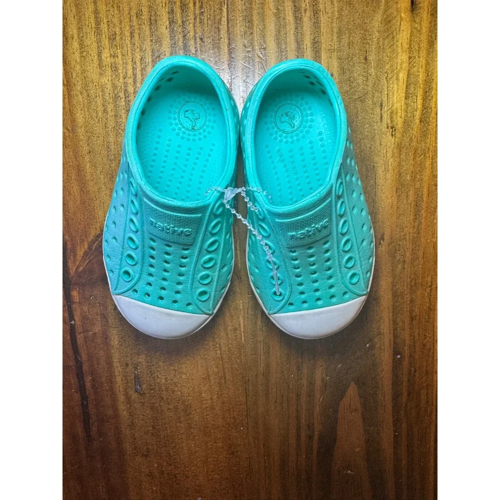 Native Jefferson Kids Slip On Shoes Aqua Blue Turquoise EVA Sneakers Size C5